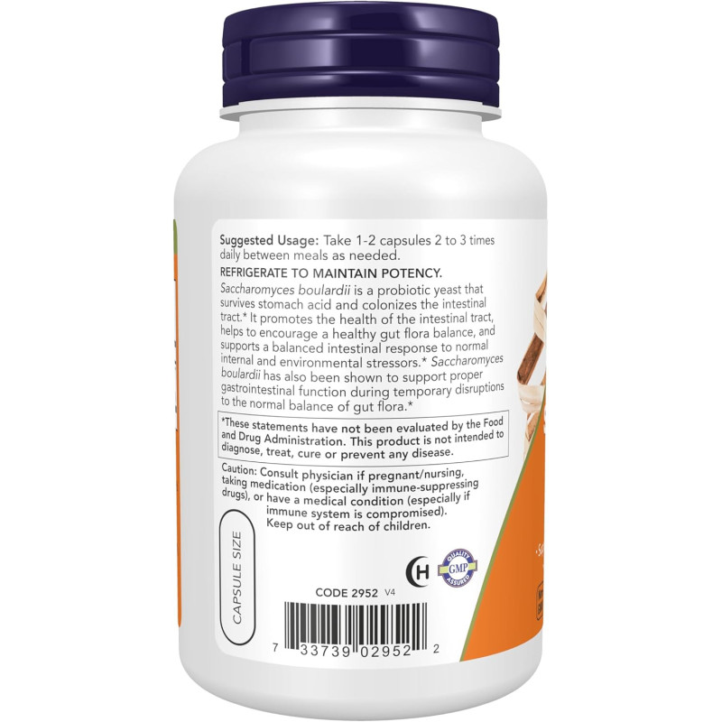 Probióticos Saccharomyces Boulardii Now 5 billones 120cap