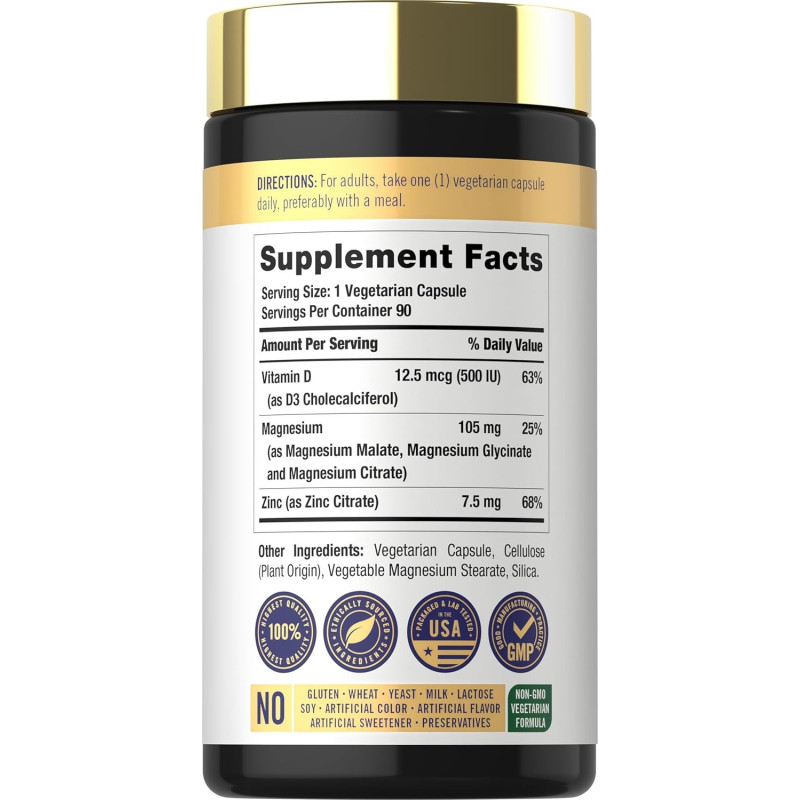 Magnesio Zinc & Vitamina D3 Carlyle 90cap