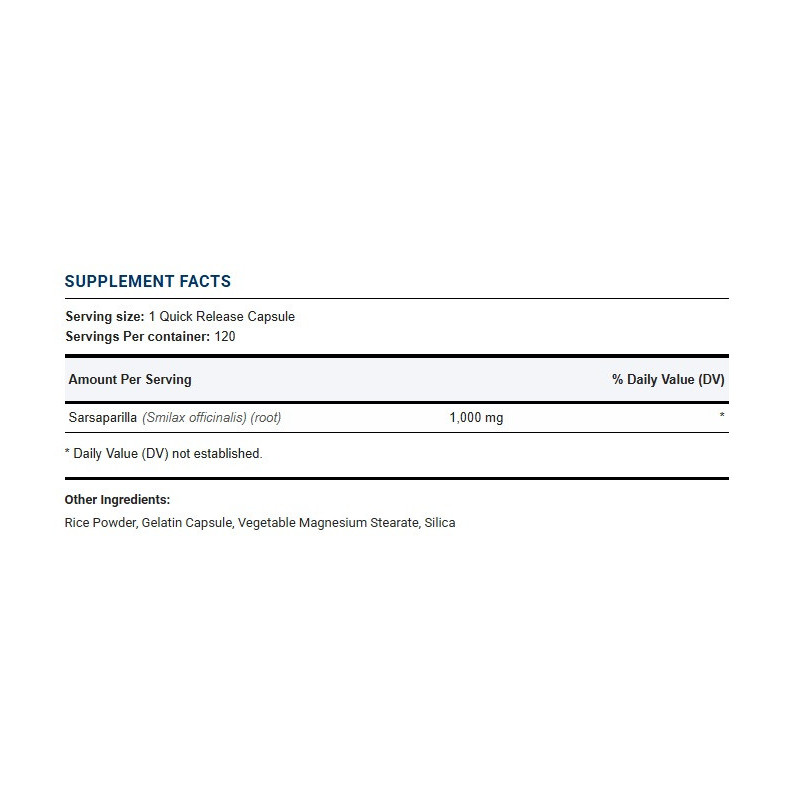 Sarsaparilla Root Piping Rock 1.000mg 120cap