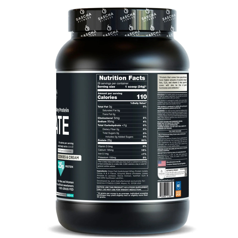Sascha Fitness Isolate Galletas y Crema 29 servicios Sascha Fitness Isolate Galletas y Crema 29 servicios
