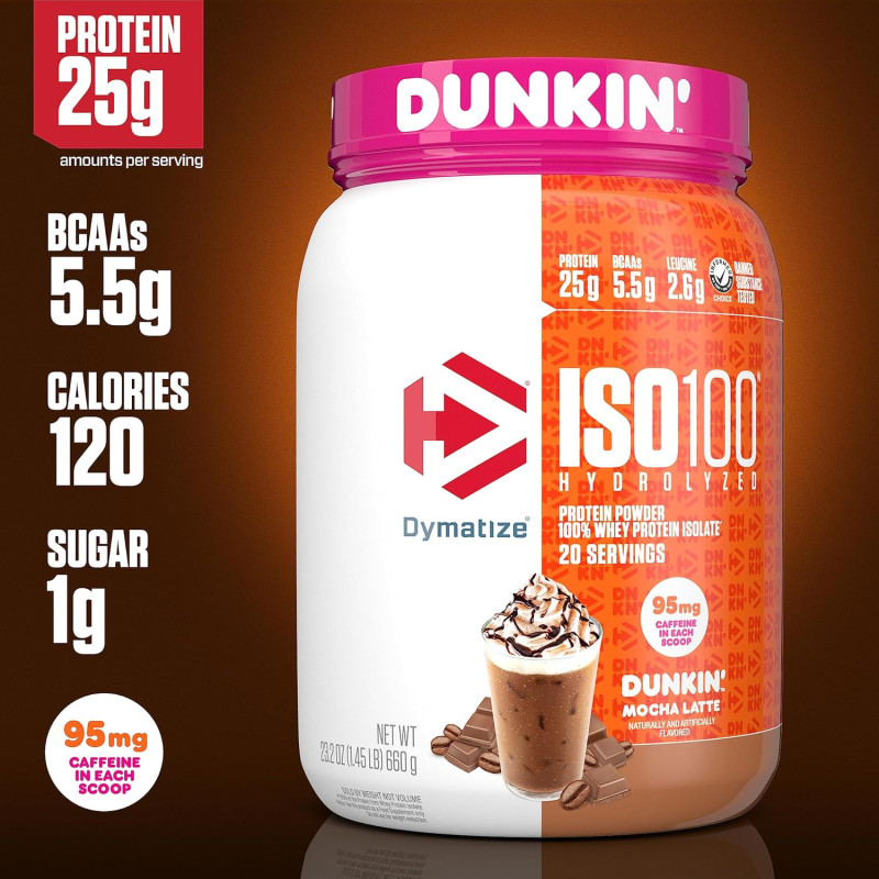 Proteina ISO 100 Dymatize Dunkin Mocha Latte 20 servicios Proteina ISO 100 Dymatize Dunkin Mocha Latte 20 servicios