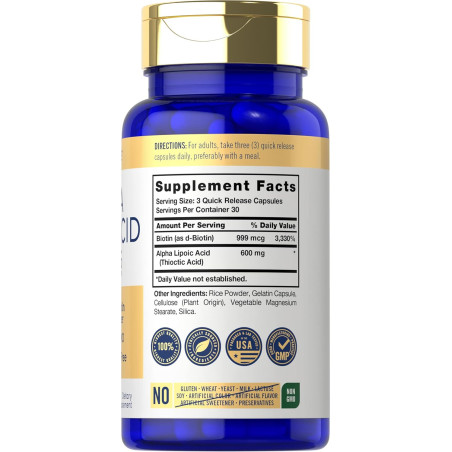 Ácido Alfa Lipoico  Carlyle 600mg 90cap