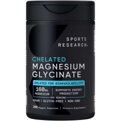 Glicinato de Magnesio Sports Research Quelado 160mg 200cap