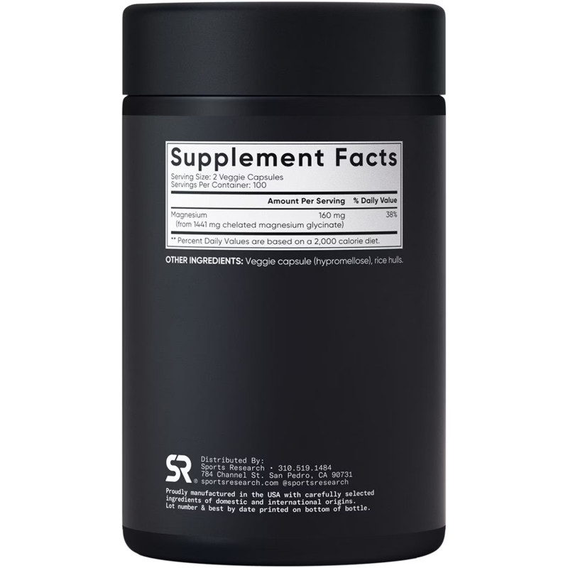 Glicinato de Magnesio Sports Research 160mg 200cap