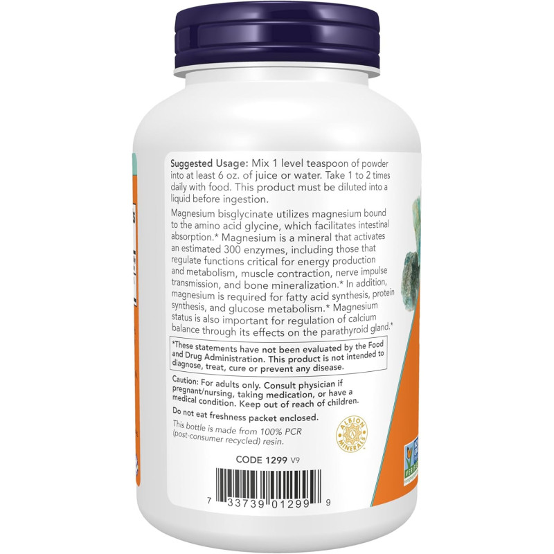 Bisglicinato de Magnesio Now 300mg Polvo