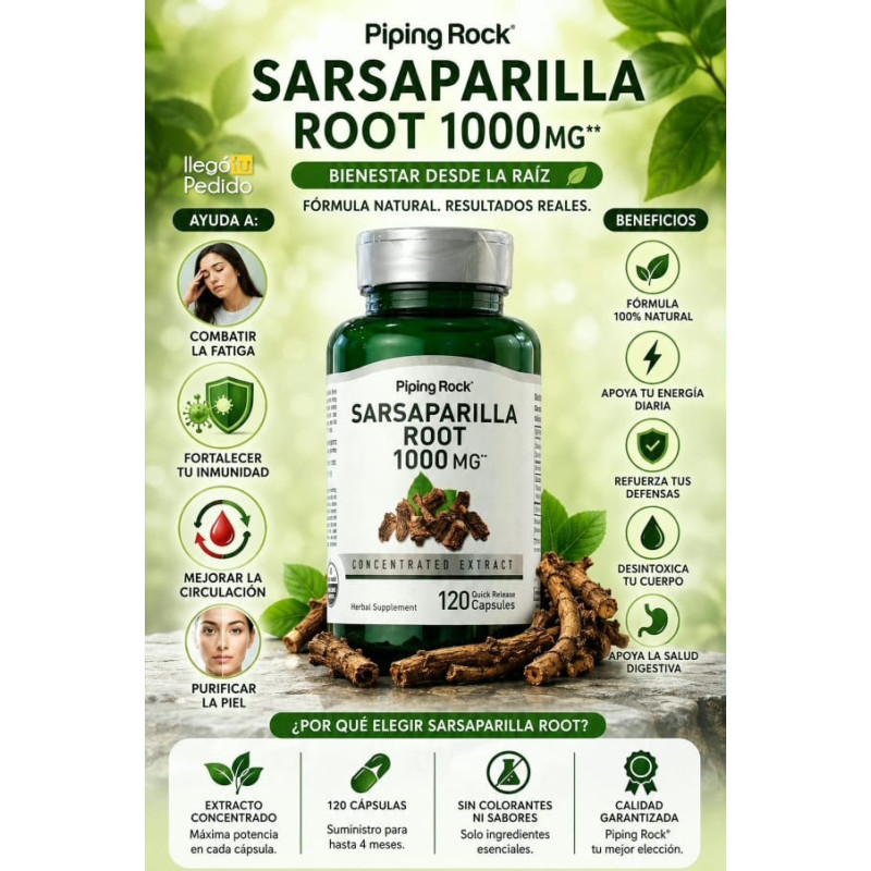 Sarsaparilla Root Piping Rock 1.000mg 120cap