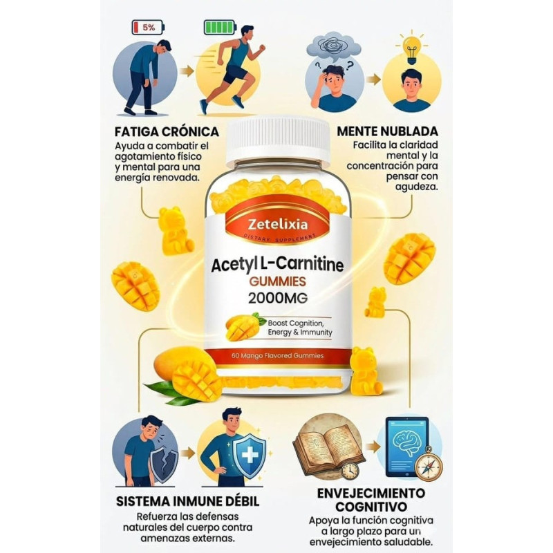 Acetyl L-Carnitina Zetelixia 2.000mg 60gom Acetyl L-Carnitina Zetelixia 2.000mg 60gom