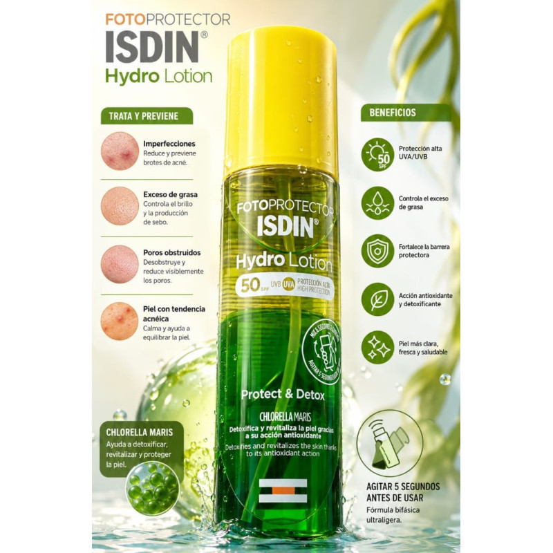 Isdin Protector Solar Fps 50 Hydro Lotion Protect & Detox 200ml Isdin Protector Solar Fps 50 Hydro Lotion Protect & Detox 200ml