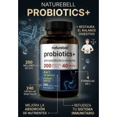 Probióticos + Prebióticos + Postbióticos + Enzimas Naturebell  200 billones 240cap