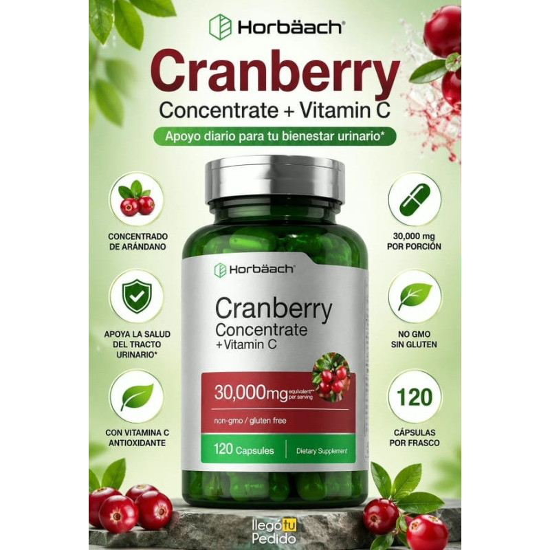 Cranberry + Vitamina C Horbaach 30.000mg 120cap