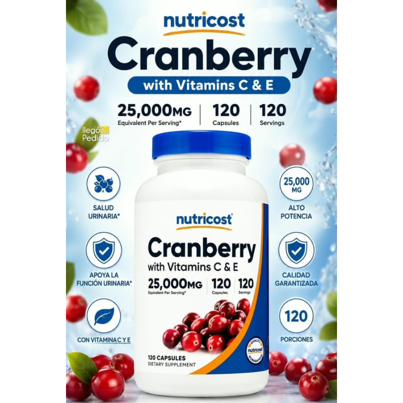 Cranberry + Vitamina C&E Nutricost 120cap