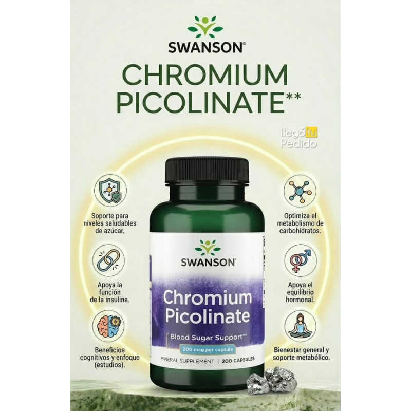 Picolinato de Cromo 200 mcg Swanson 200CAP