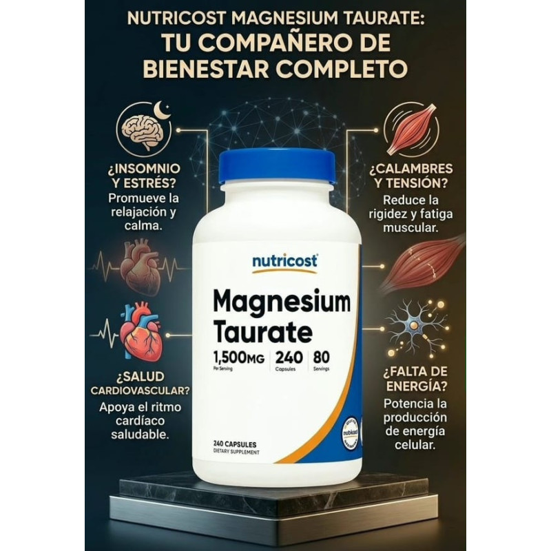 Taurato de Magnesio Nutricost 1.500mg 240cap