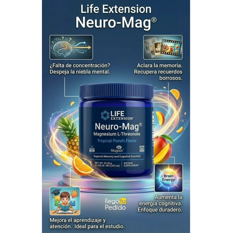 Neuro-Mag Treonato de Magnesio Life Extension Polvo 93gr