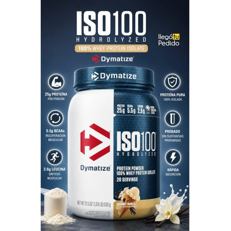 Proteina ISO 100 Dymatize Vainilla 25g 20 servicios Proteina ISO 100 Dymatize Vainilla 25g 20 servicios