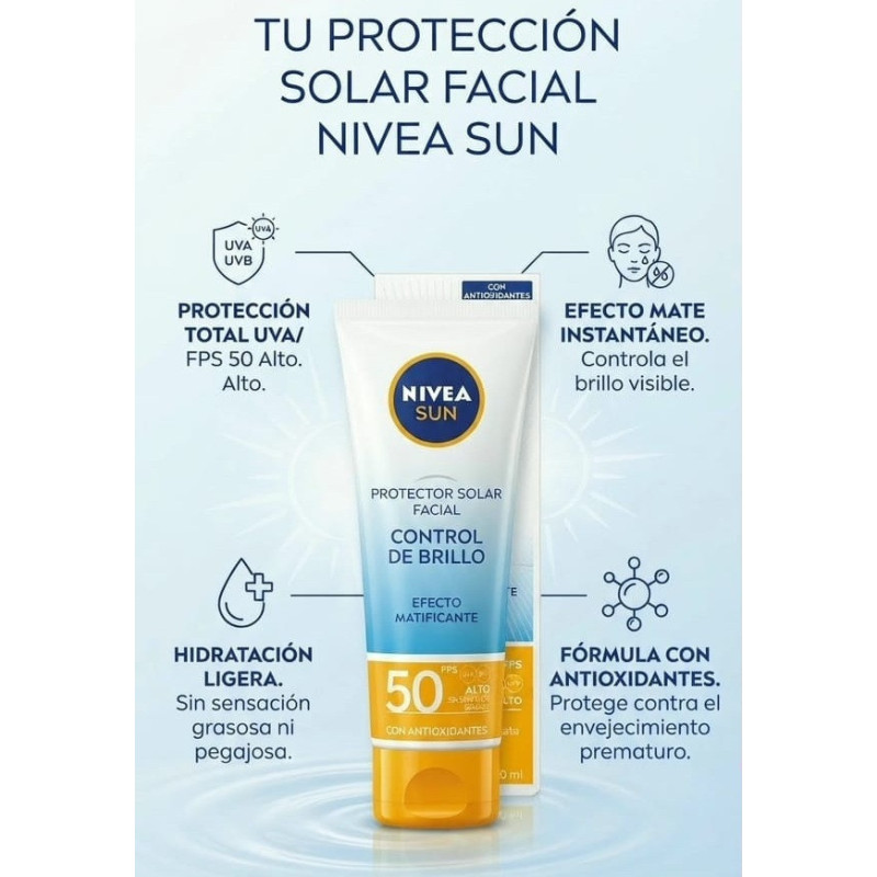Nivea Protector Solar Sun Control Brillo FPS50