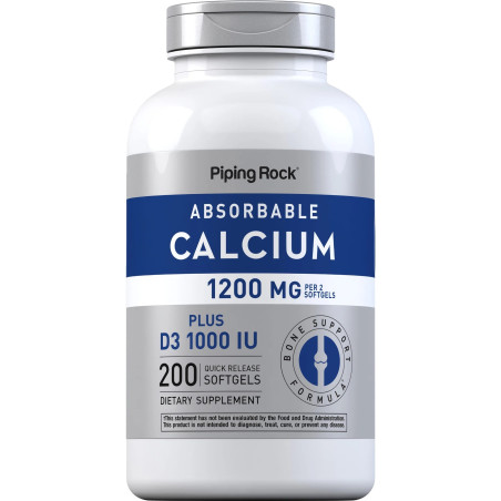 Calcio + D3 Piping Rock 1.200mg 200cap